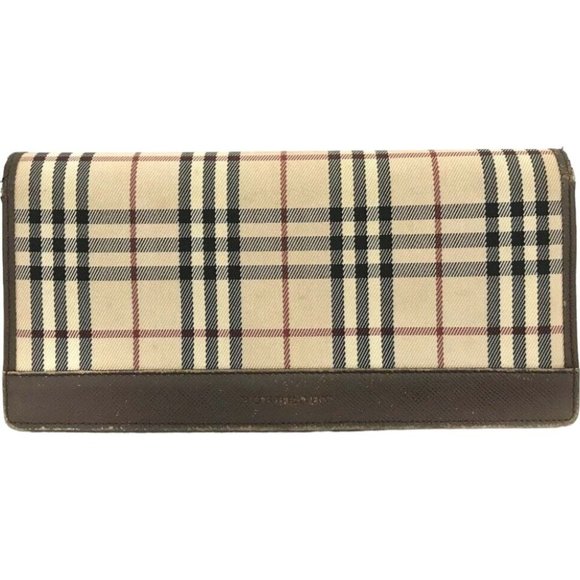 Burberry Wallet Long Nova Check Beige Canvas Leather - Picture 1 of 8